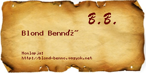 Blond Bennó névjegykártya